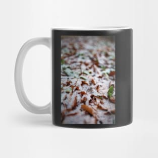 Leaves powdered with snow Mug